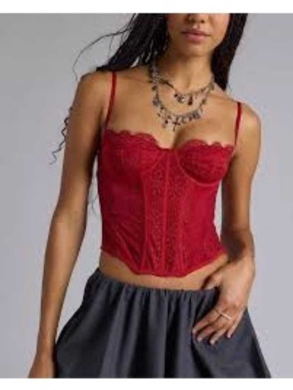 Out from Under Modern Love Red Bustier Victorian Corset Women Top Size M